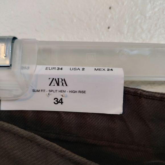 NWT Zara Women's Sweet Mocha High Rise Slim Fit Split Hem Jeans Sz 2 - Picture 3 of 6